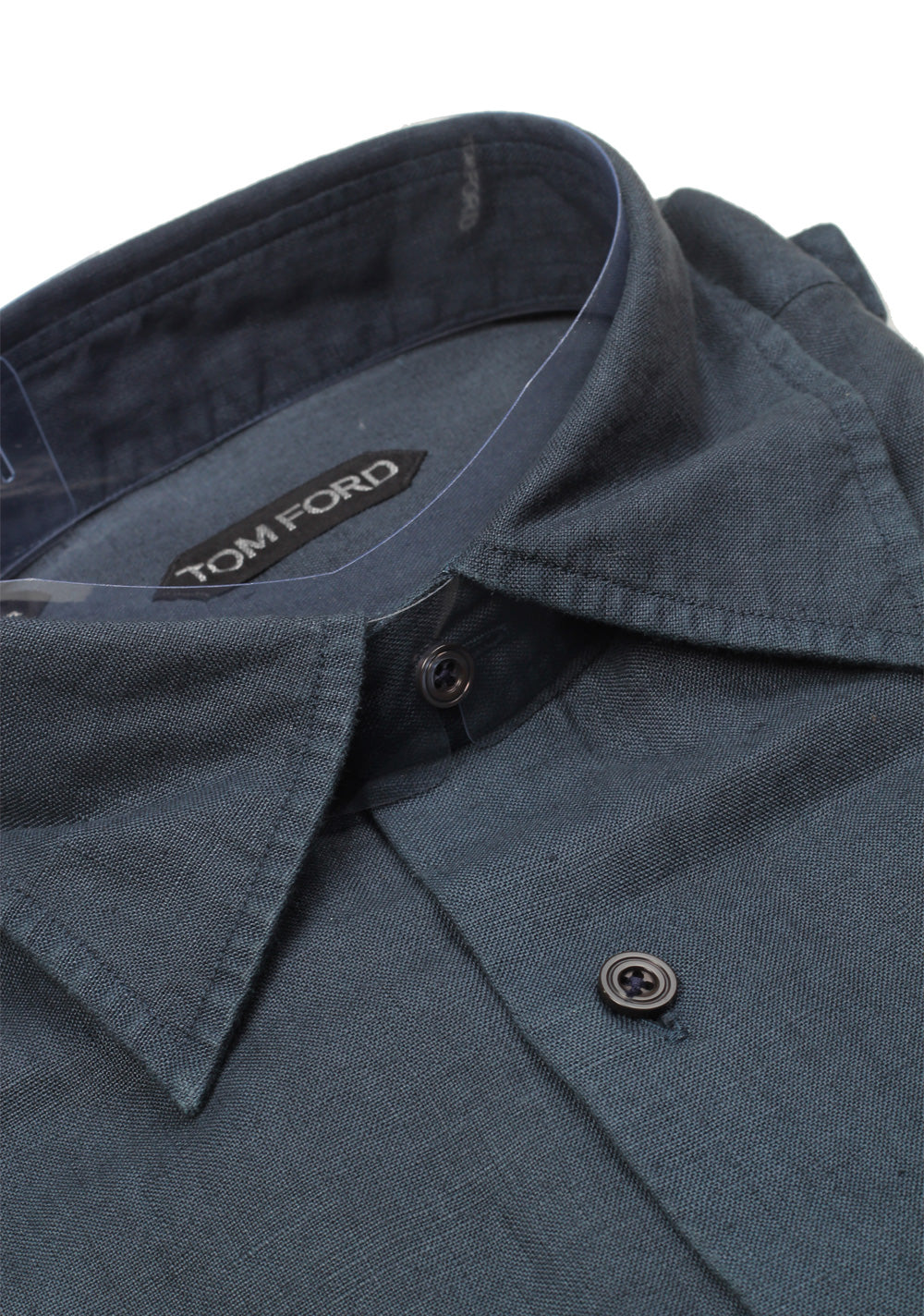 TOM FORD Solid Blue Denim Casual Shirt Size 40 / 15,75 U.S.