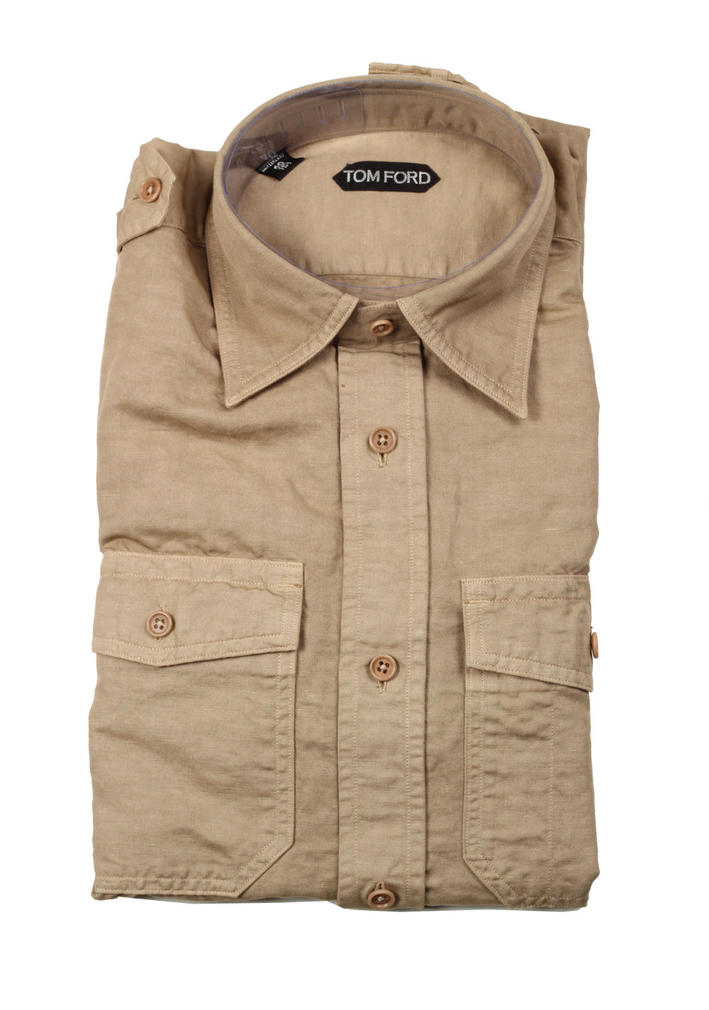 TOM FORD Solid Brown Casual Shirt Size 40 / 15,75 U.S.