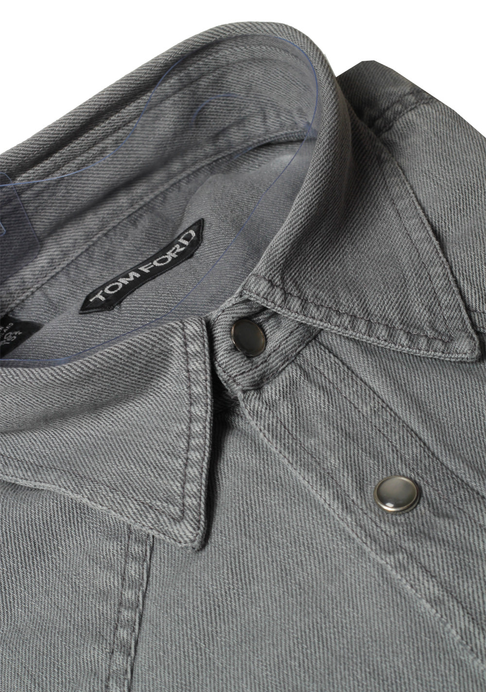 TOM FORD Solid Gray Denim Casual Shirt Size 40 / 15,75 U.S.