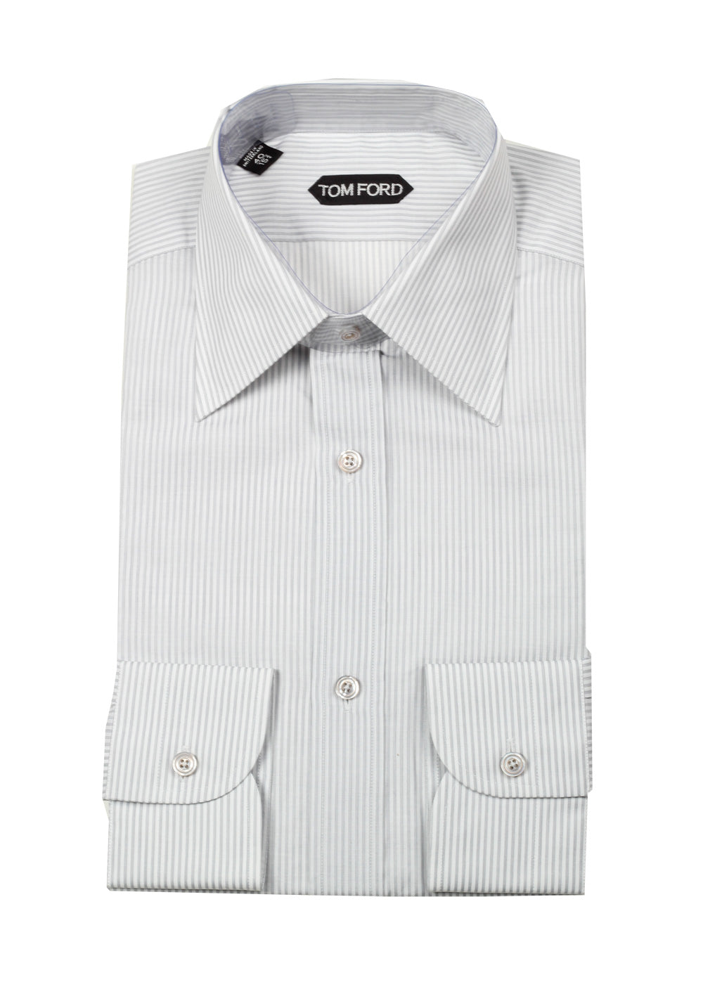 TOM FORD Striped White Gray Dress Shirt Size 40 / 15,75 U.S.