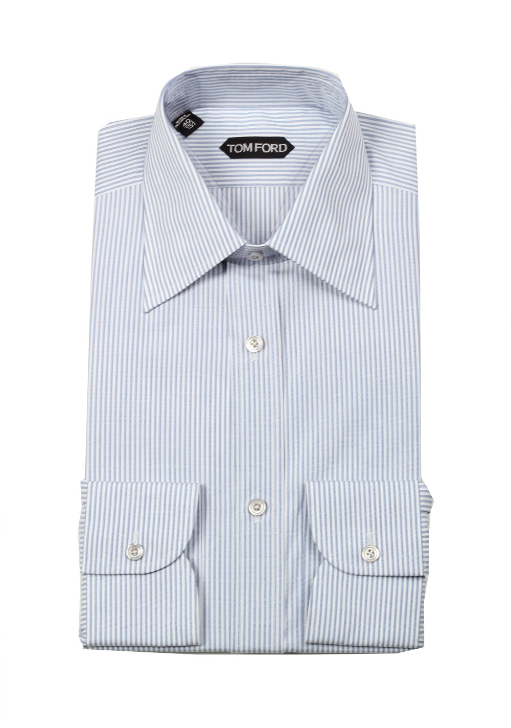 TOM FORD Striped White Blue Dress Shirt Size 40 / 15,75 U.S.