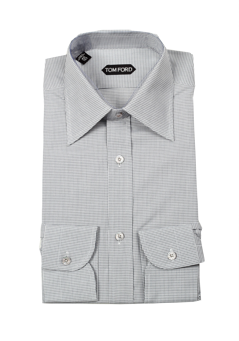 TOM FORD Checked White Gray Dress Shirt Size 40 / 15,75 U.S.