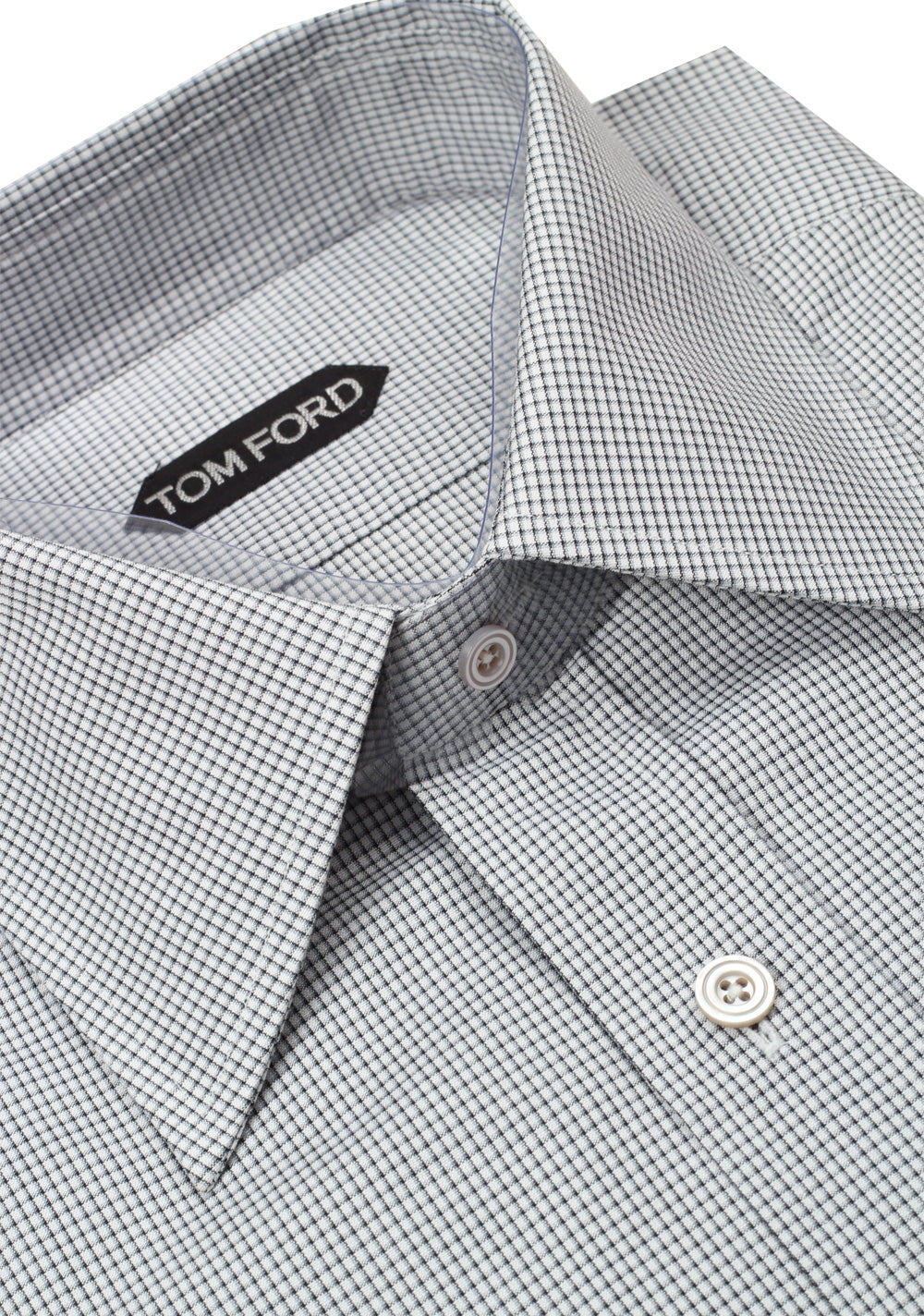 TOM FORD Checked White Gray Dress Shirt Size 40 / 15,75 U.S.