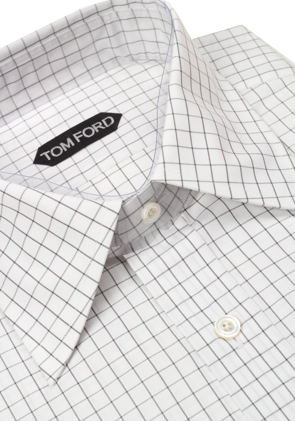 TOM FORD Checked White Gray Dress Shirt Size 40 / 15,75 U.S.