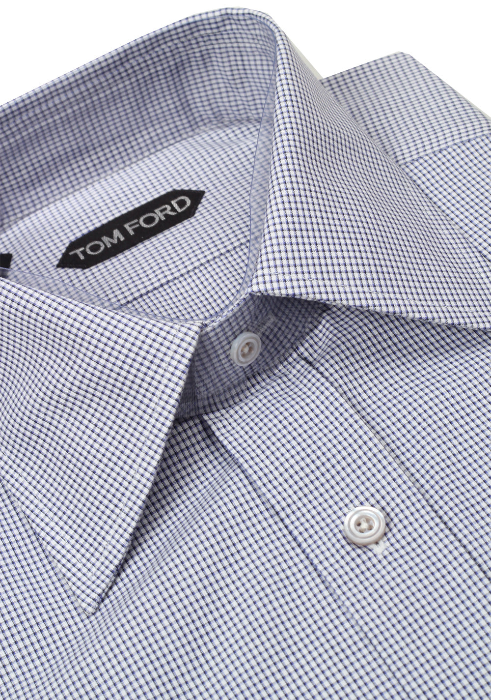 TOM FORD Checked White Blue Dress Shirt Size 40 / 15,75 U.S.