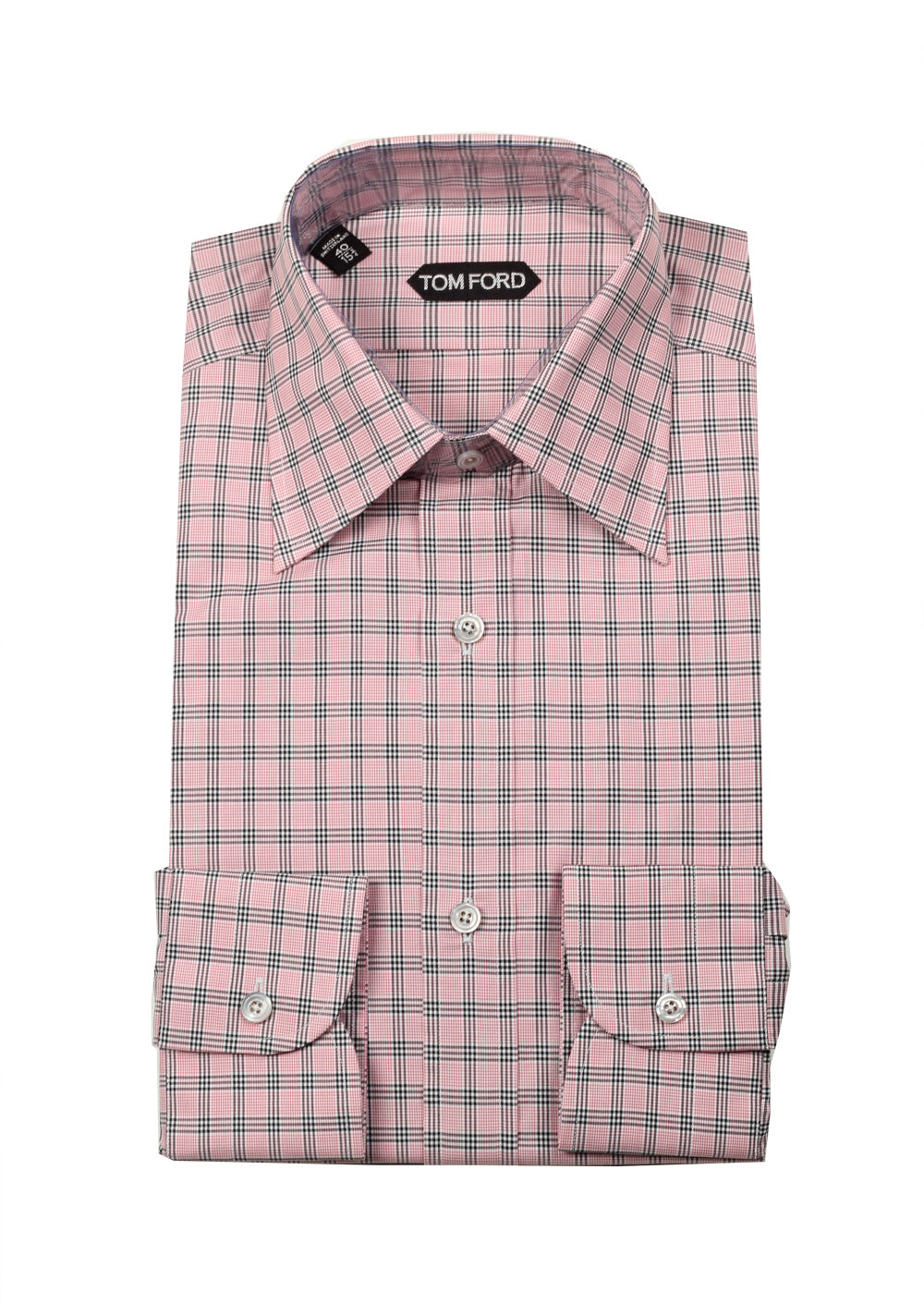 TOM FORD Checked Pink Dress Shirt Size 40 / 15,75 U.S.