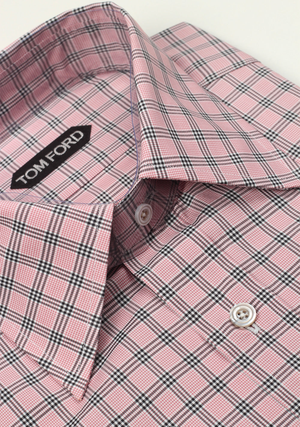 TOM FORD Checked Pink Dress Shirt Size 40 / 15,75 U.S.
