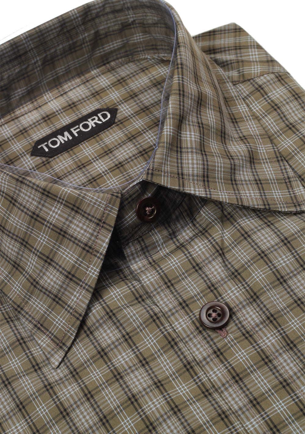 TOM FORD Checked Green Dress Shirt Size 40 / 15,75 U.S.