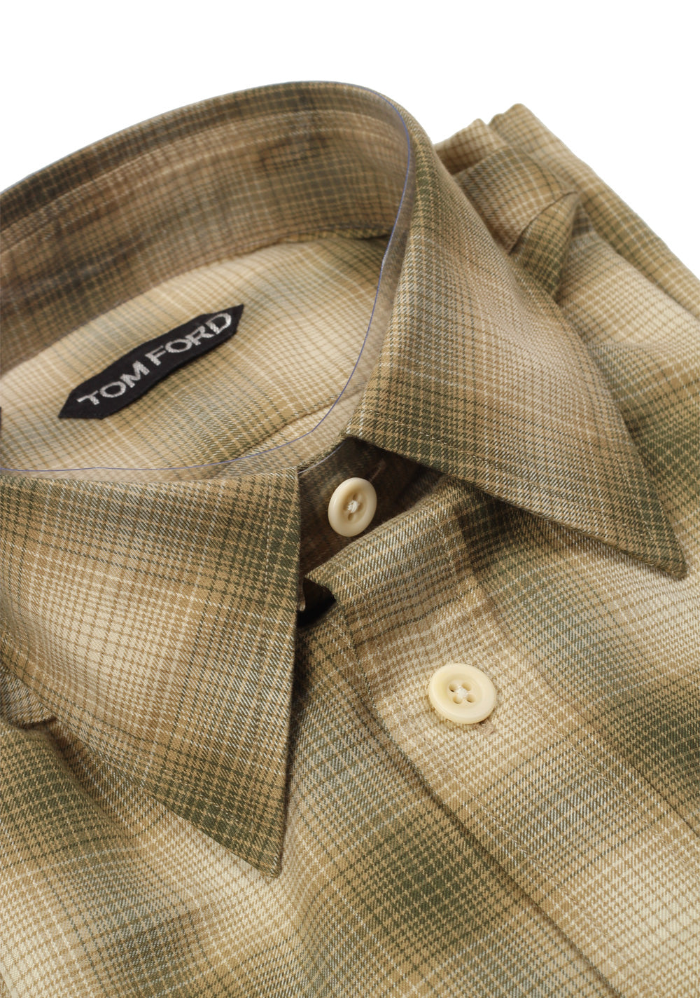 TOM FORD Checked Brown Dress Shirt Size 40 / 15,75 U.S.