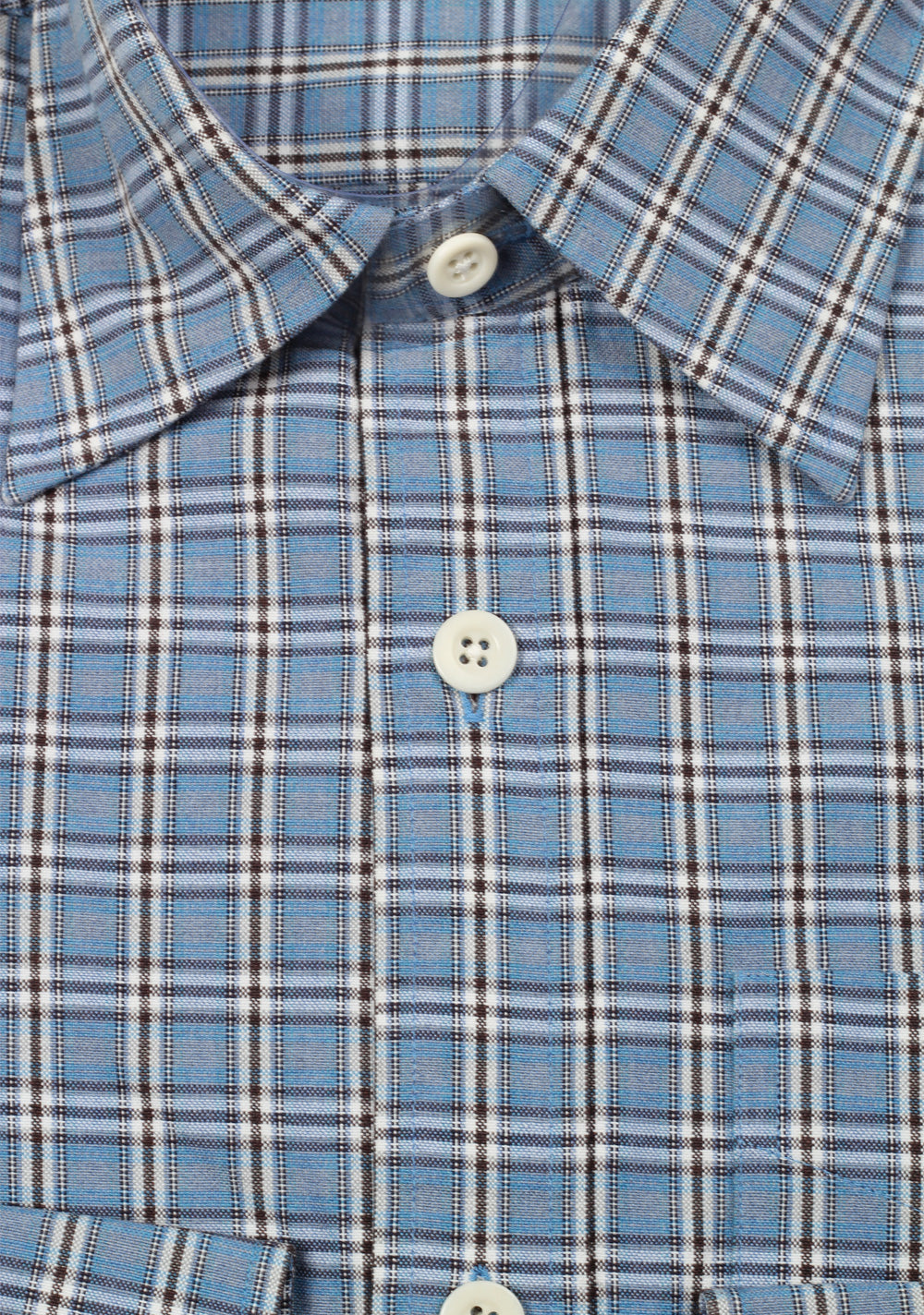 TOM FORD Checked White Blue Dress Shirt Size 40 / 15,75 U.S.