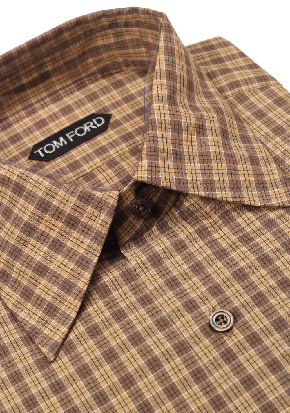 TOM FORD Checked Brown Dress Shirt Size 40 / 15,75 U.S.