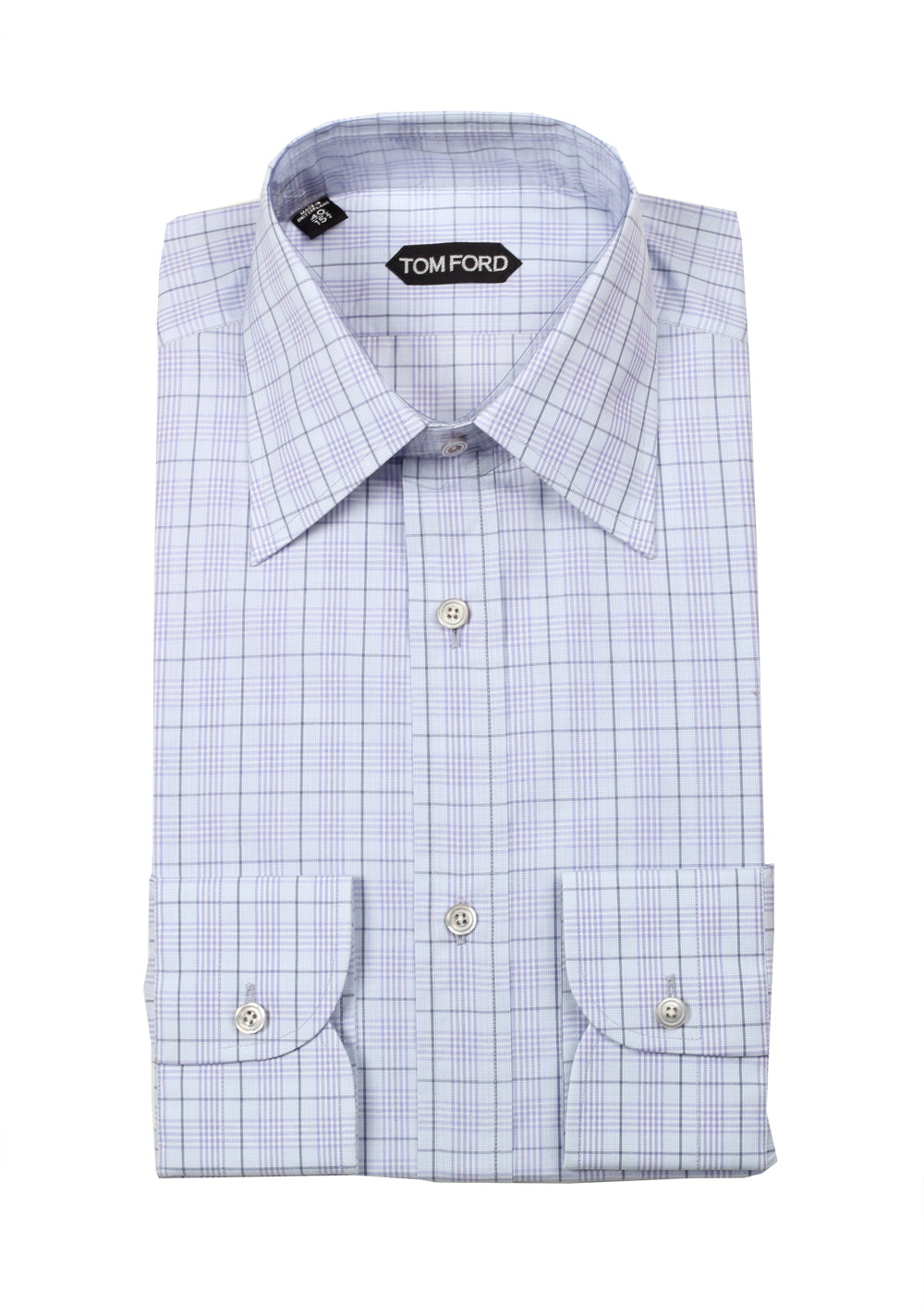 TOM FORD Checked Purple Dress Shirt Size 40 / 15,75 U.S.