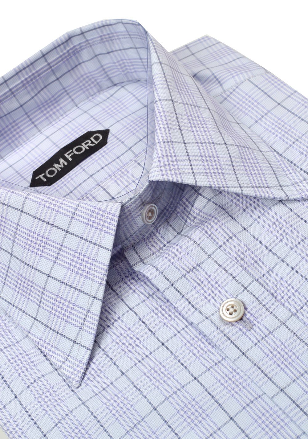 TOM FORD Checked Purple Dress Shirt Size 40 / 15,75 U.S.