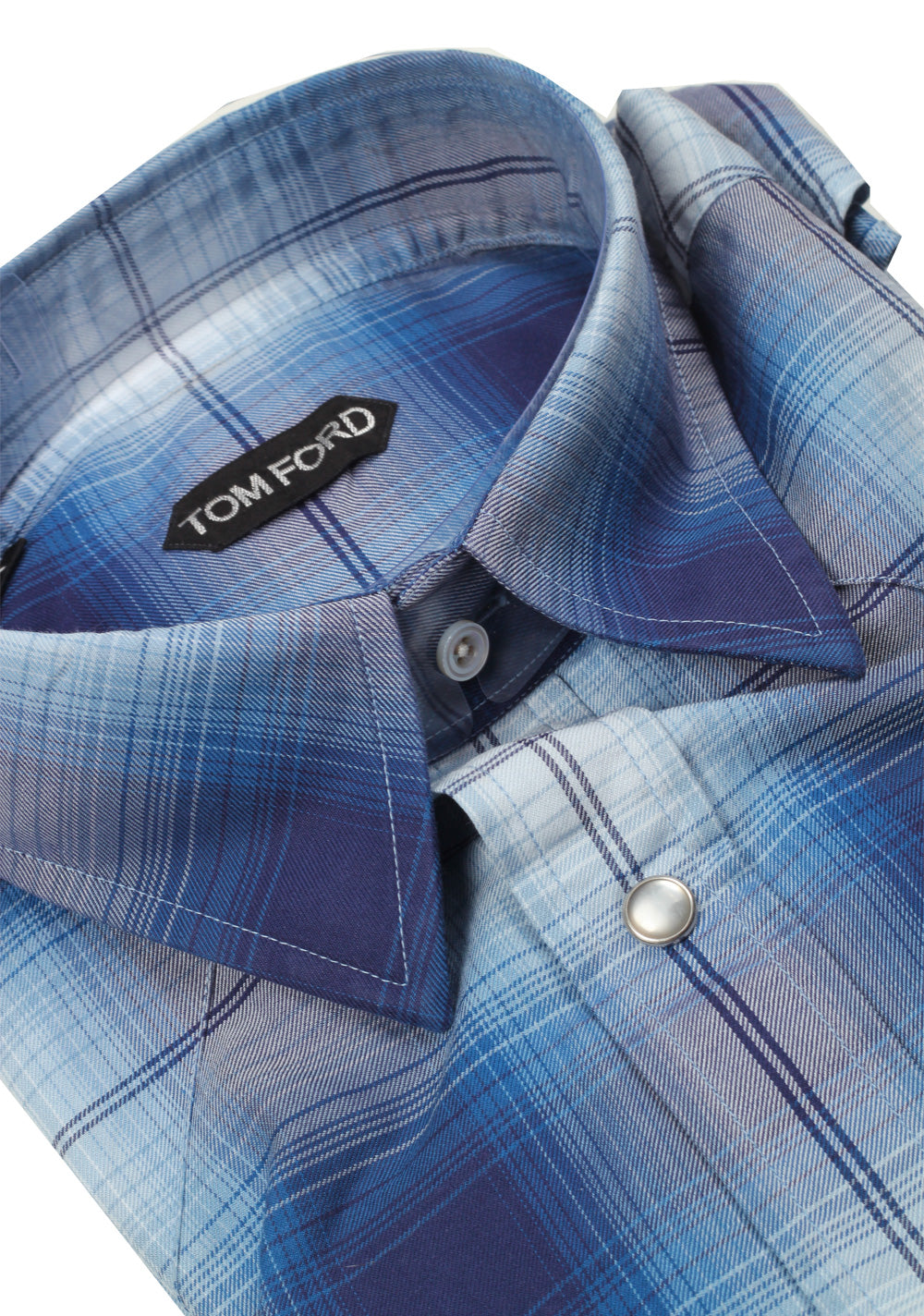 TOM FORD Checked White / Blue Dress Shirt Size 40 / 15,75 U.S.