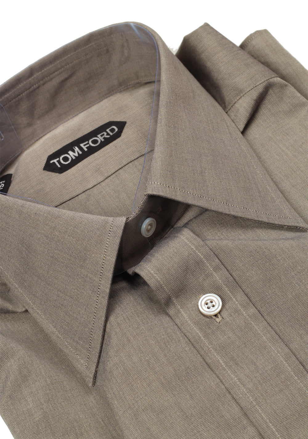 TOM FORD Solid Blue Grayish Brown Shirt Size 40 / 15,75 U.S.