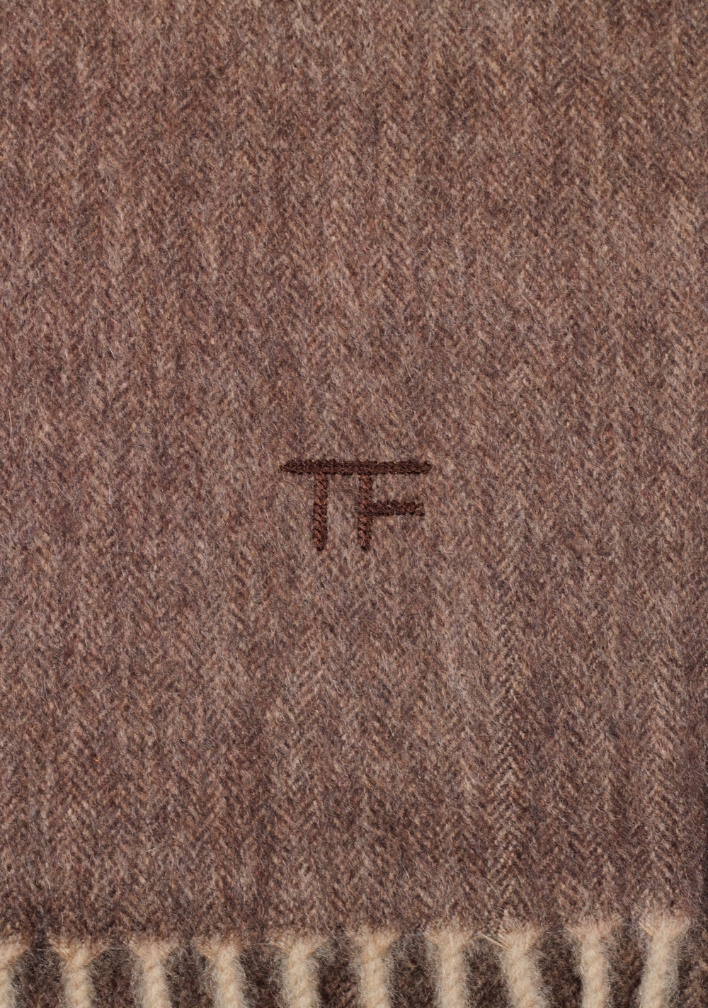 Tom Ford Brown Cashmere Signature Scarf 110" / 10.5"