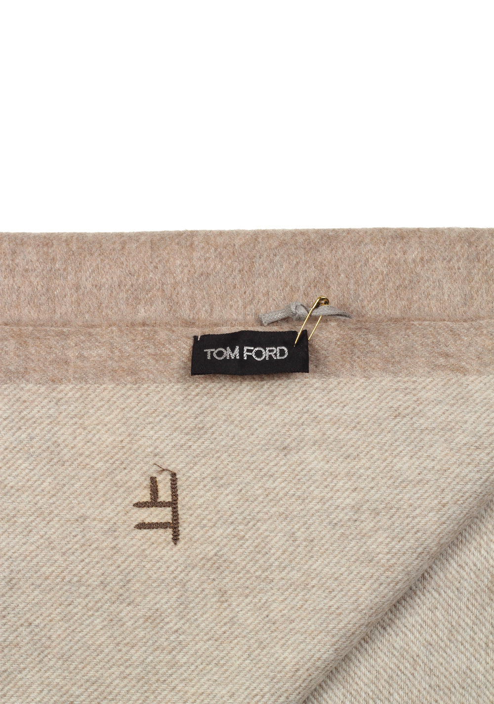 Tom Ford Camel Wool Alpaca Cashmere Signature Scarf 82" / 11"