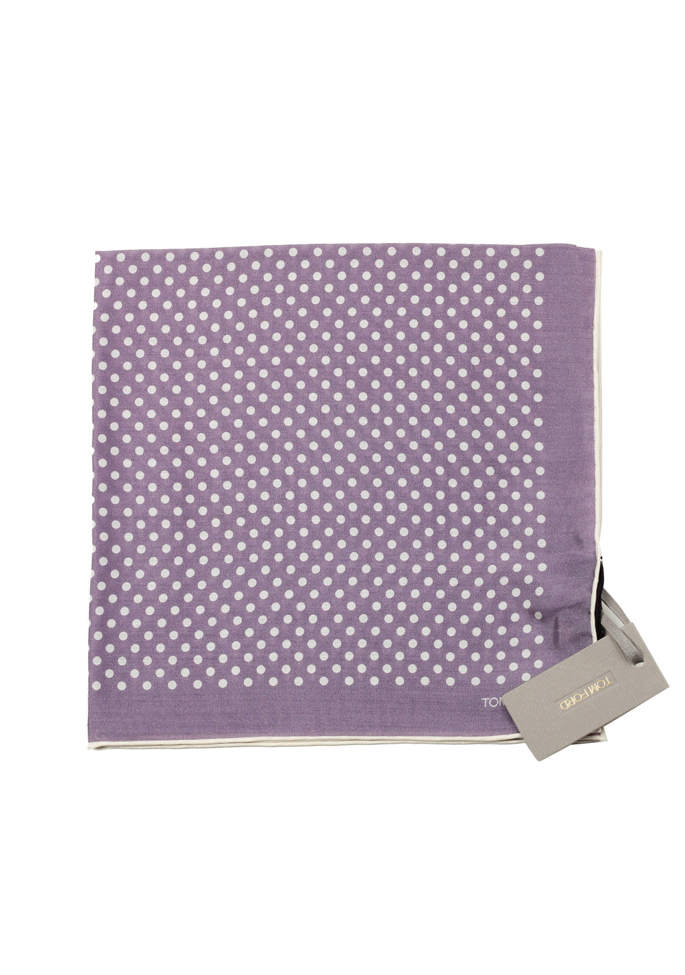 Tom Ford Purple Silk Pocket Square Dot Pattern 16" x 16"