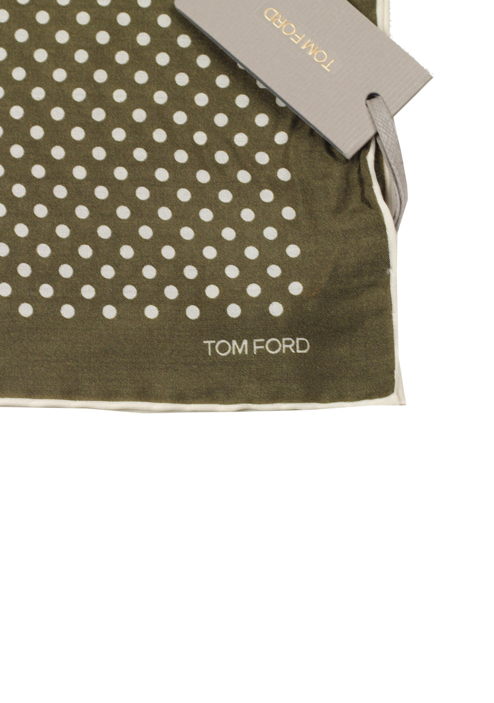 Tom Ford Green Silk Pocket Square Dot Pattern 16" x 16"