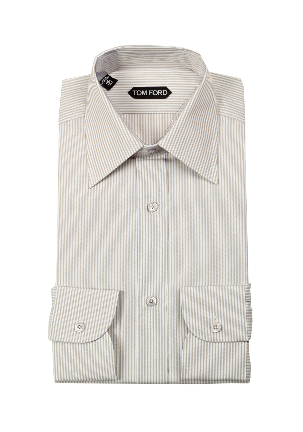TOM FORD Striped White Gray Dress Shirt Size 40 / 15,75 U.S.