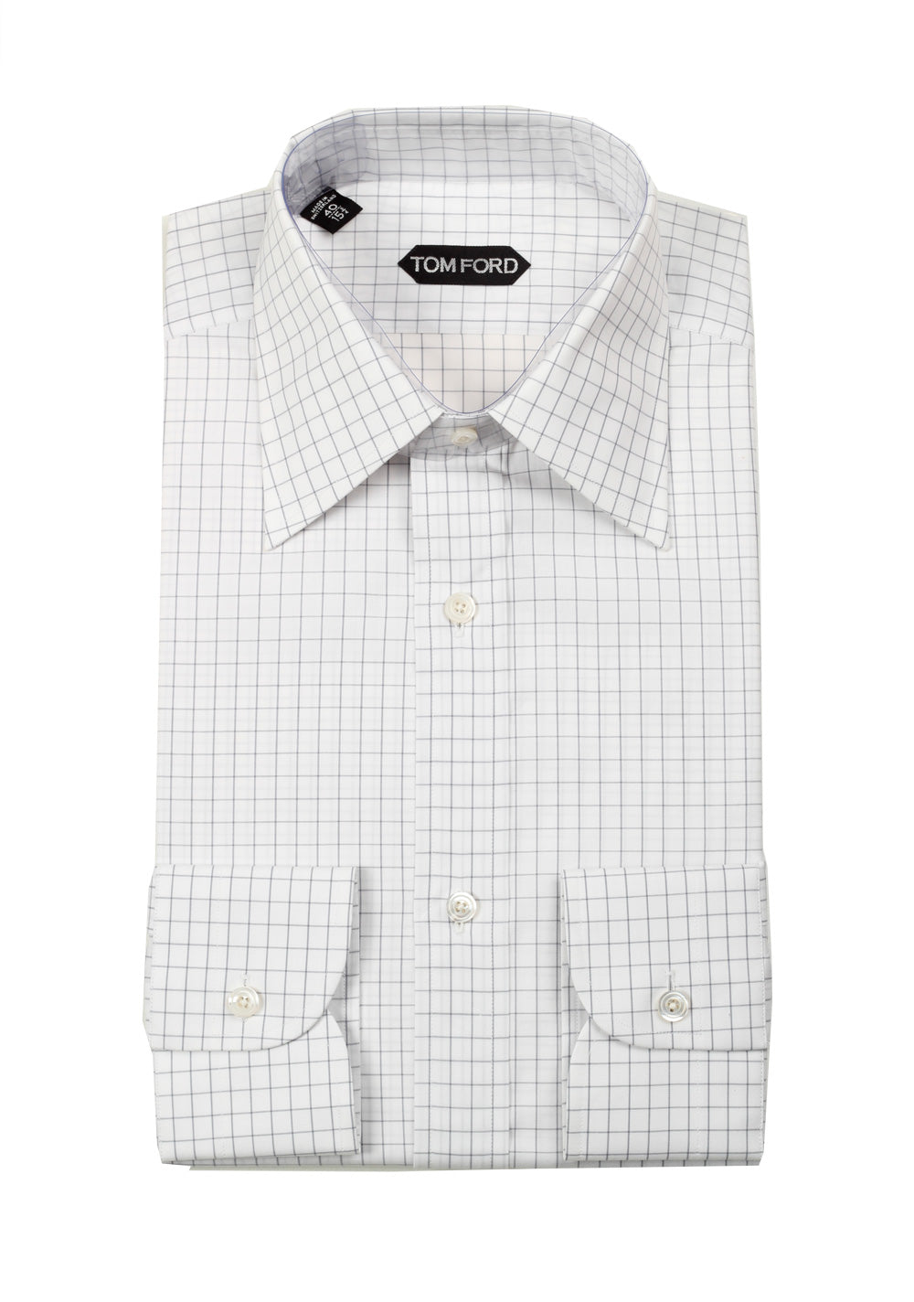 TOM FORD Checked White Gray Dress Shirt Size 40 / 15,75 U.S.