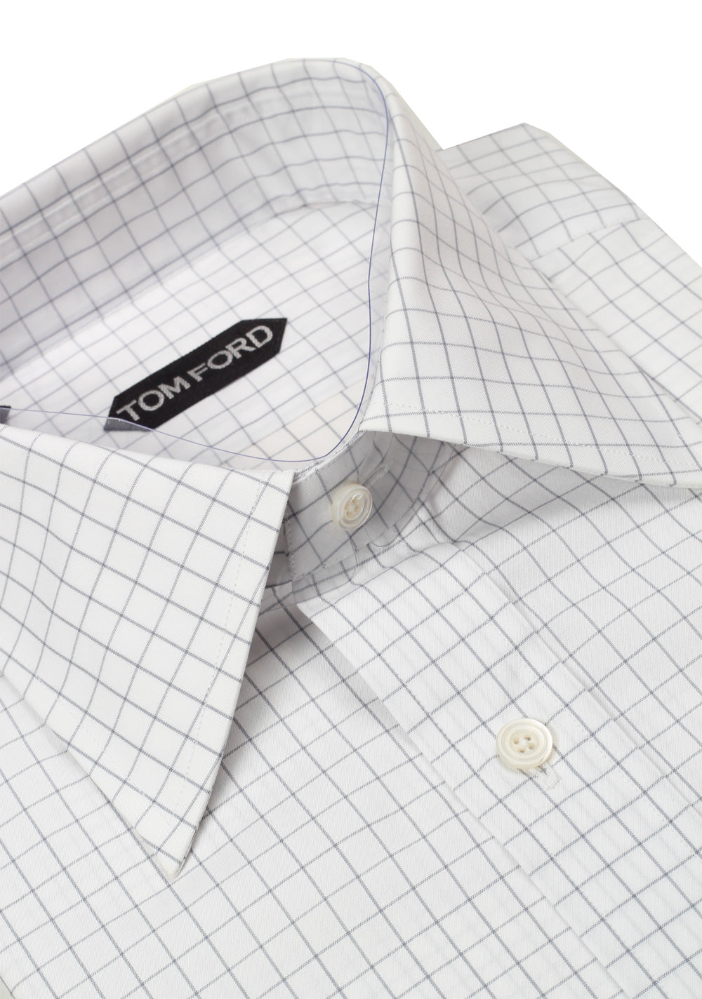 TOM FORD Checked White Gray Dress Shirt Size 40 / 15,75 U.S.