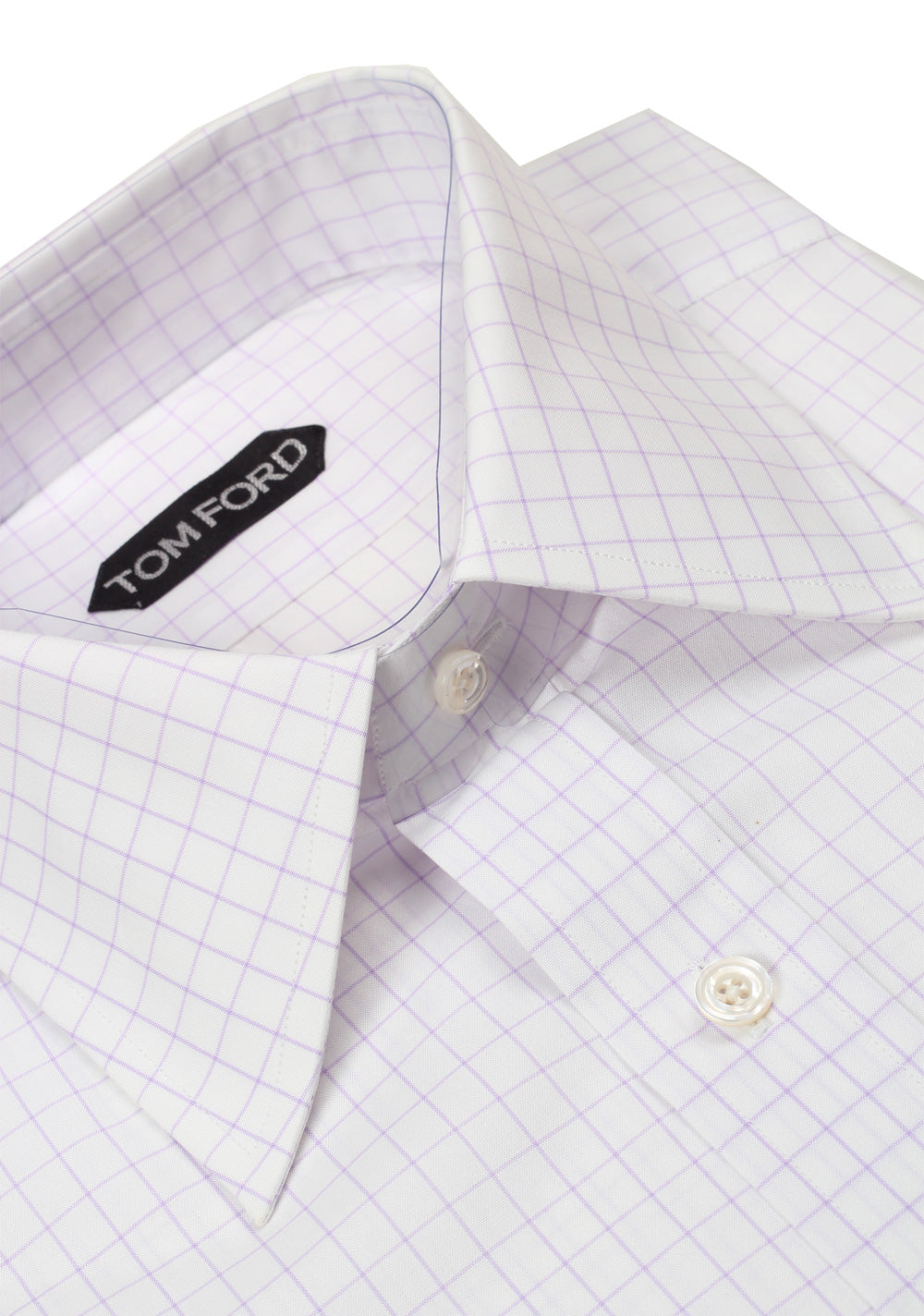 TOM FORD Checked White Lilac Dress Shirt Size 40 / 15,75 U.S.