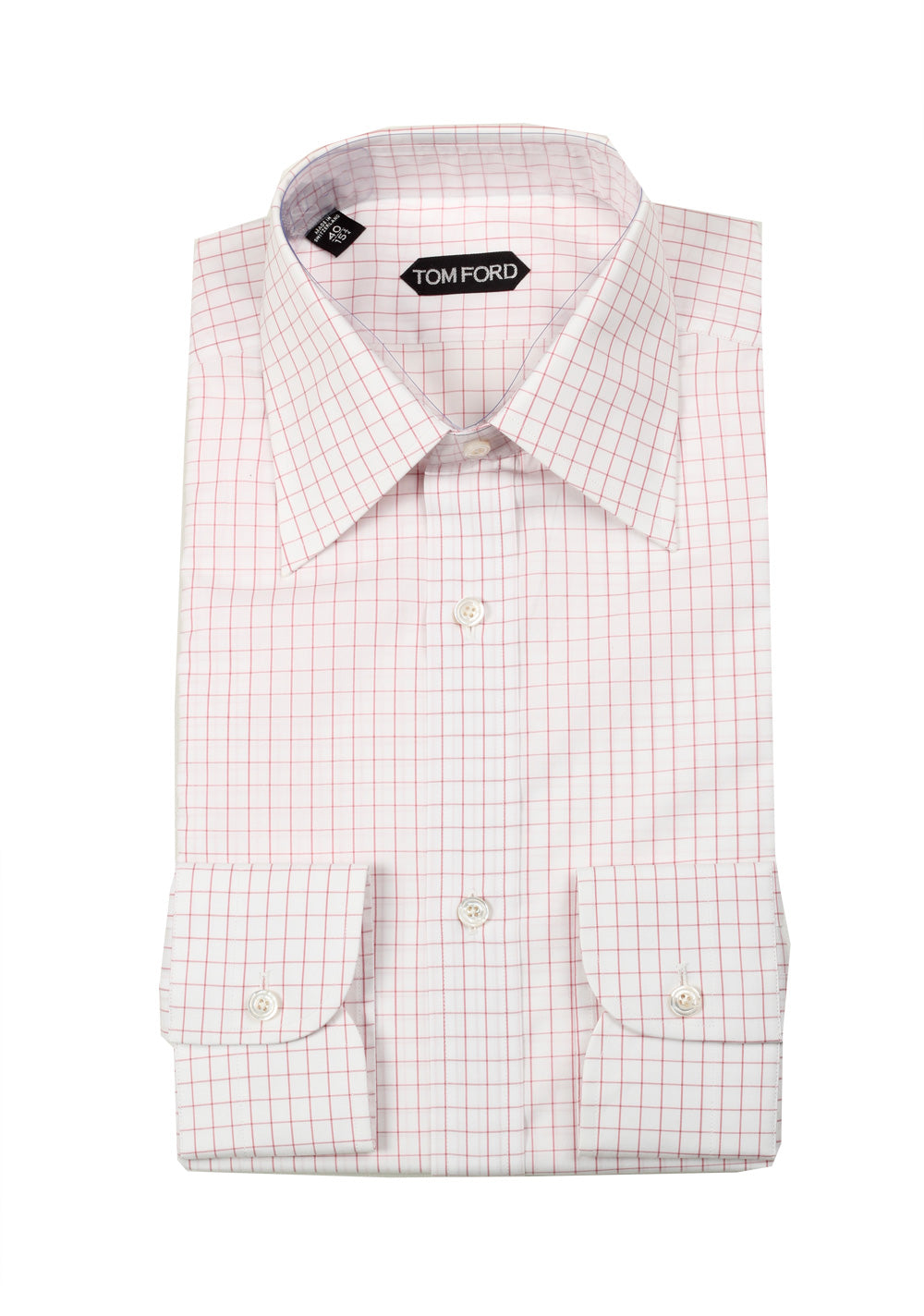 TOM FORD Checked White Pink Dress Shirt Size 40 / 15,75 U.S.