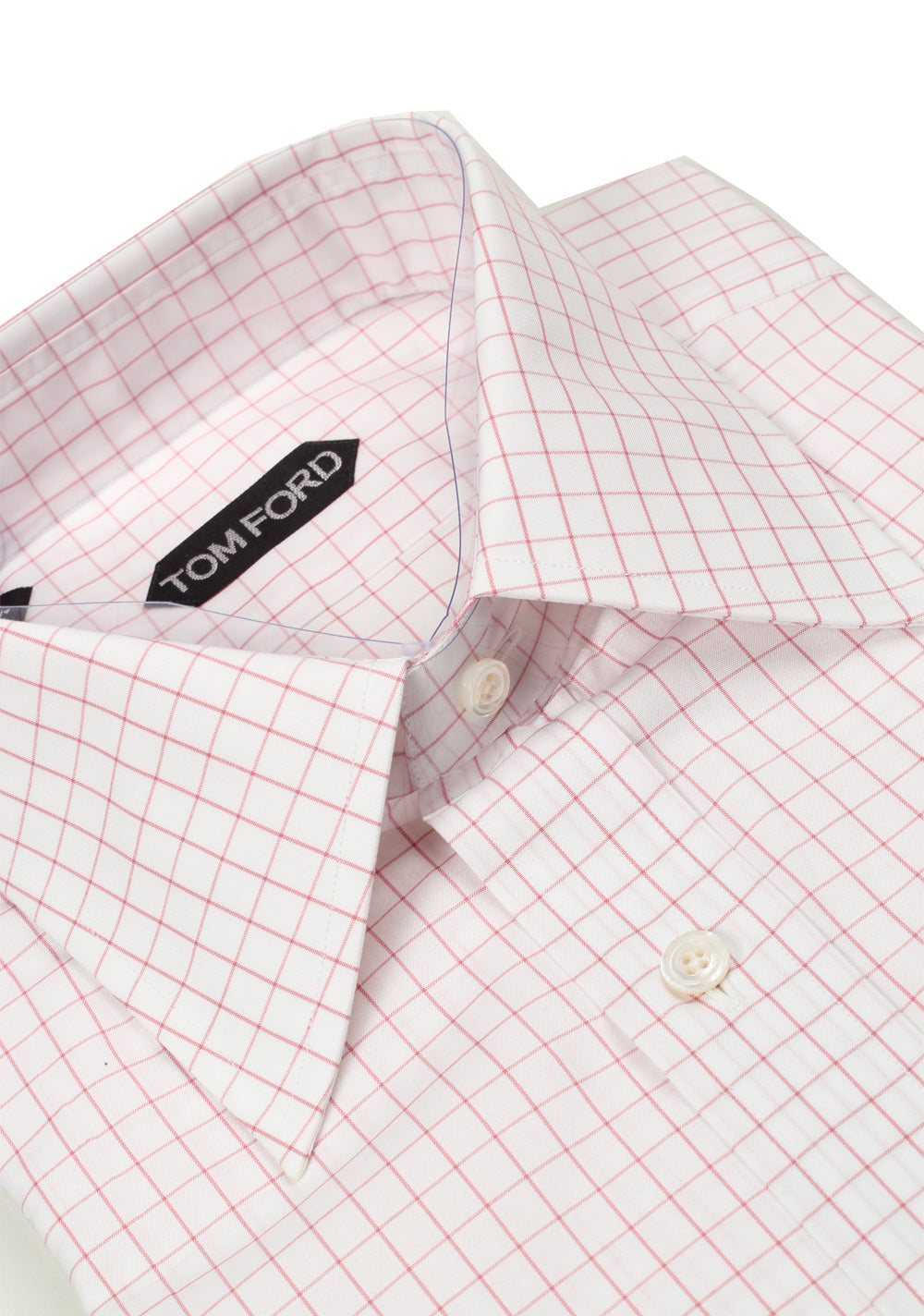TOM FORD Checked White Pink Dress Shirt Size 40 / 15,75 U.S.