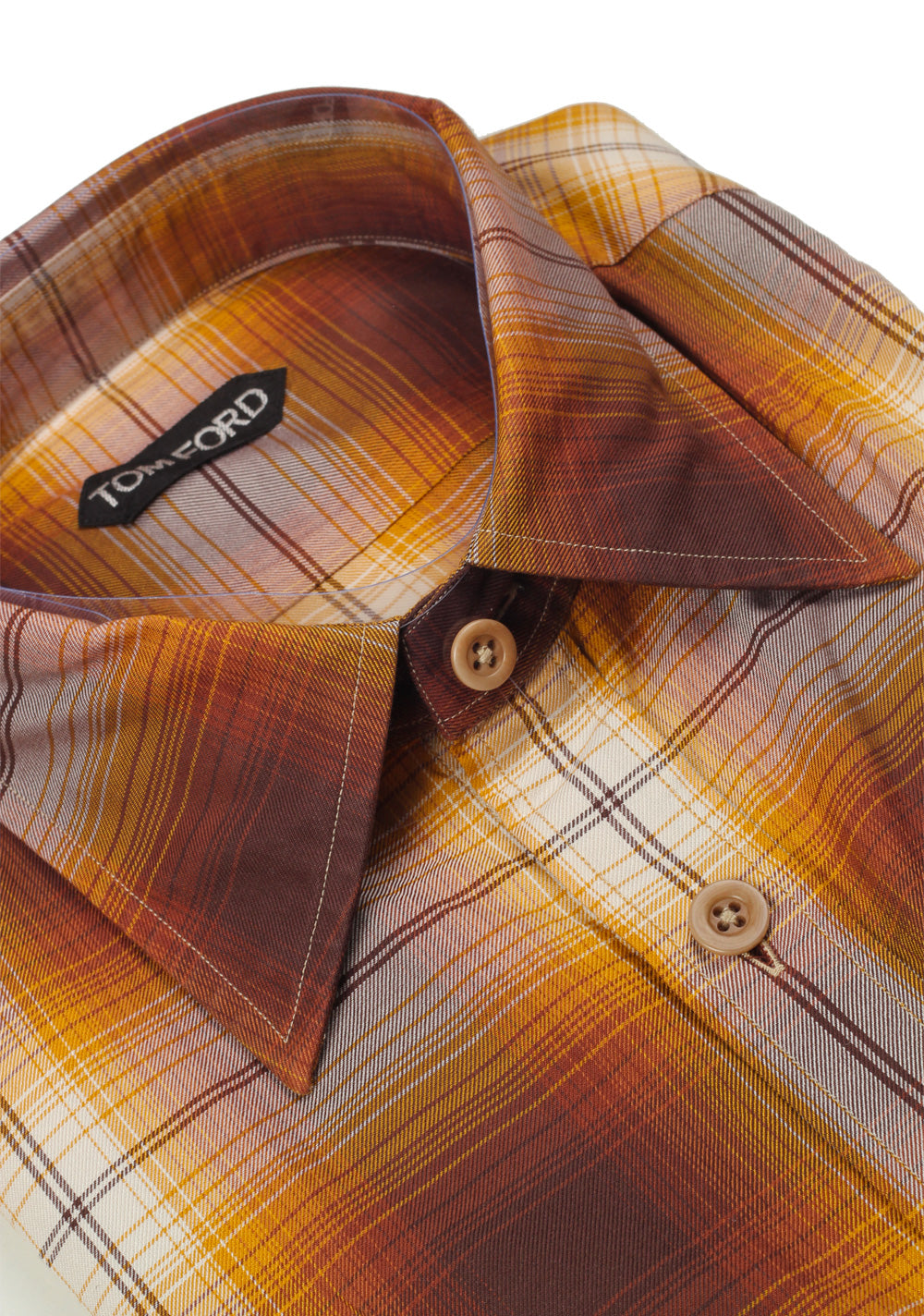 TOM FORD Checked Brown Dress Shirt Size 40 / 15,75 U.S.