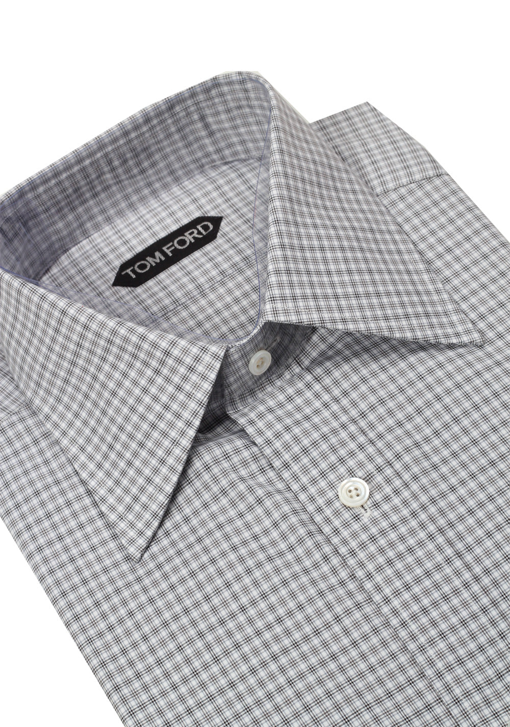 TOM FORD Checked White Gray Dress Shirt Size 40 / 15,75 U.S.