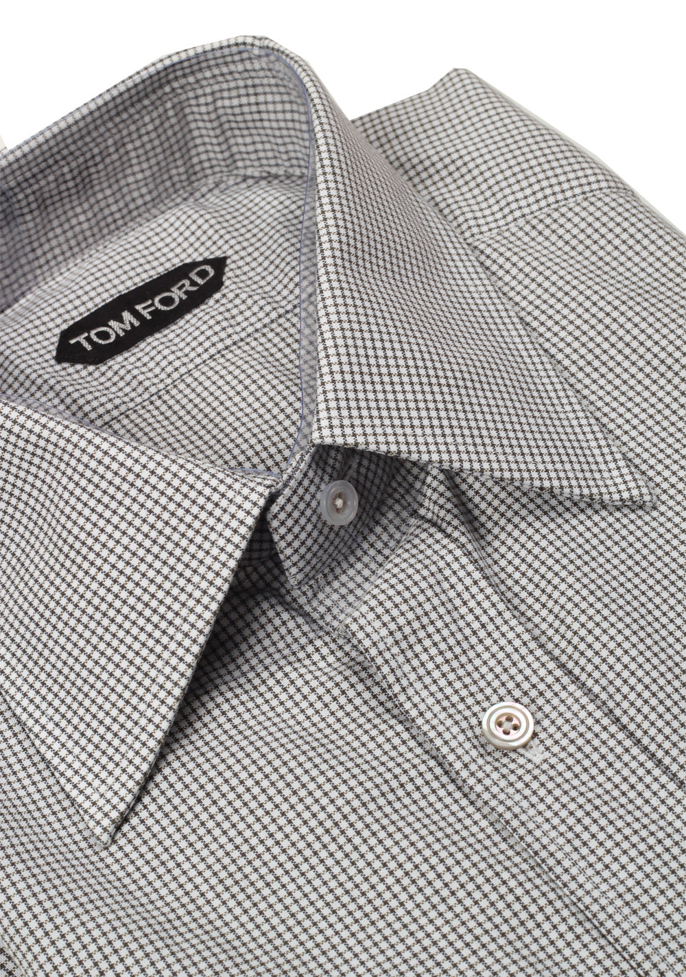 TOM FORD Checked White Gray Dress Shirt Size 40 / 15,75 U.S.