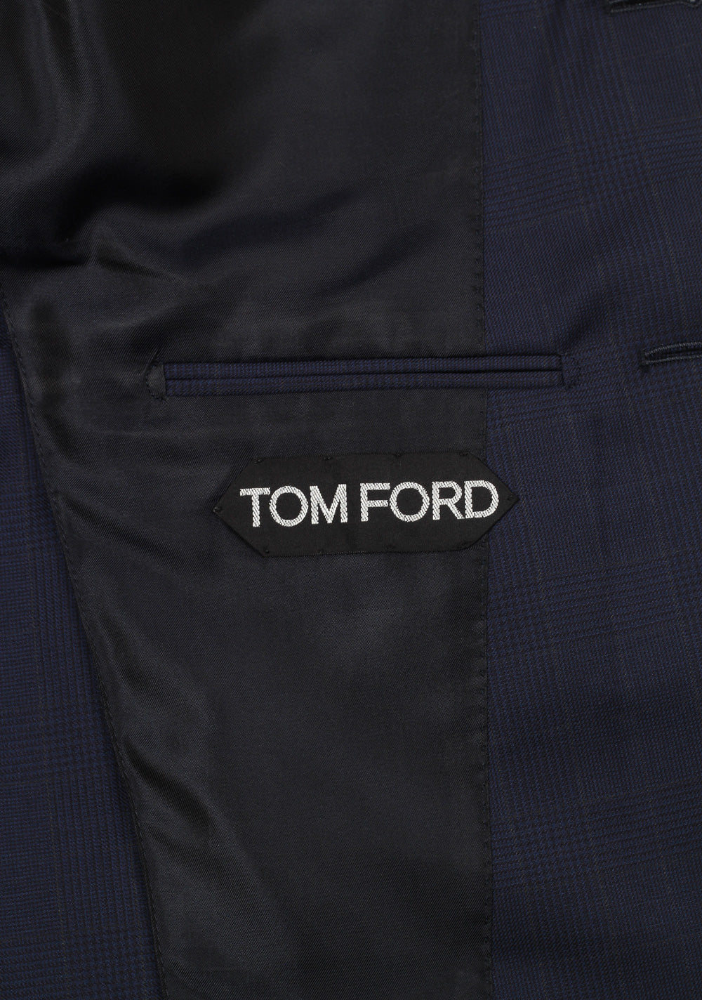 TOM FORD Shelton Checked Blue Sport Coat Size 48 / 38R U.S. In Wool