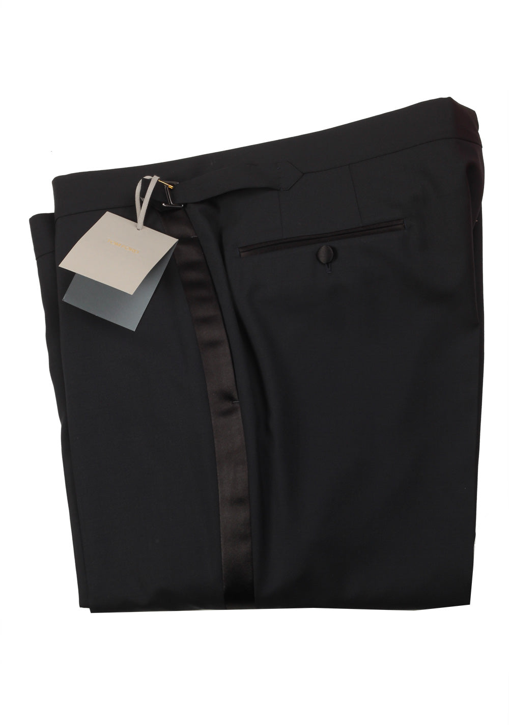 TOM FORD Black Wool Tuxedo Trousers Size 58 / 42 U.S.