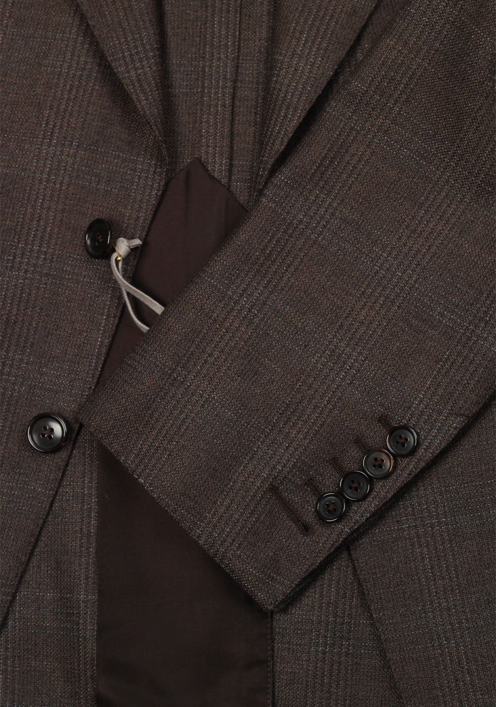 TOM FORD Shelton Checked Brown Suit Size 46 / 36R U.S. In Wool Silk Linen