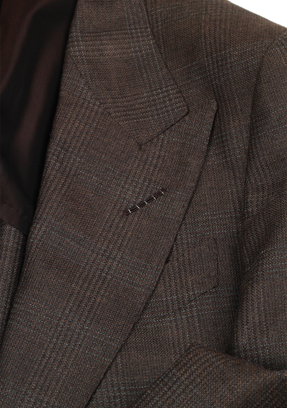 TOM FORD Shelton Checked Brown Suit Size 46 / 36R U.S. In Wool Silk Linen