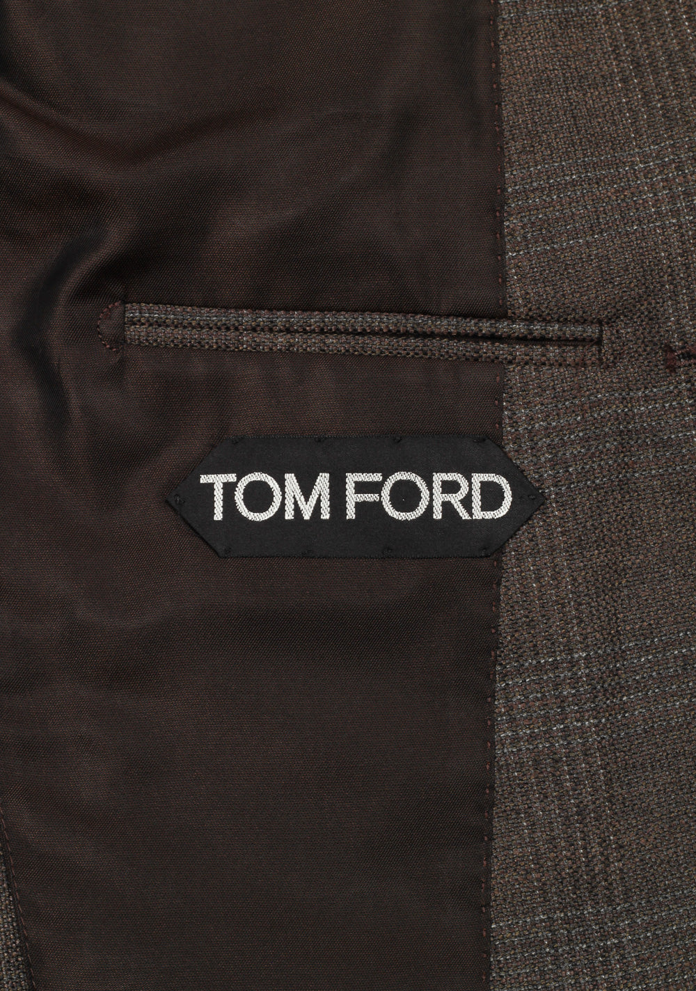 TOM FORD Shelton Checked Brown Suit Size 46 / 36R U.S. In Wool Silk Linen