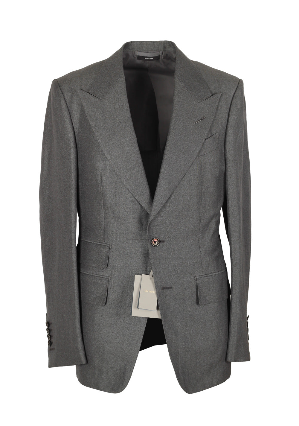 TOM FORD Shelton Gray Suit Size 46 / 36R U.S. In Silk Linen