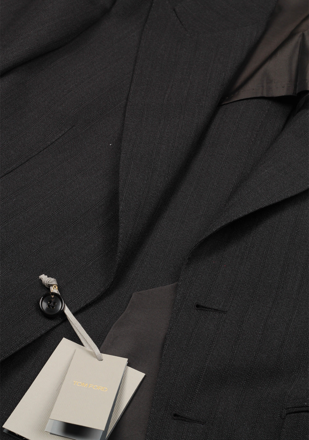 TOM FORD Shelton Black Striped Suit Size 46 / 36R U.S. In Mohair Wool