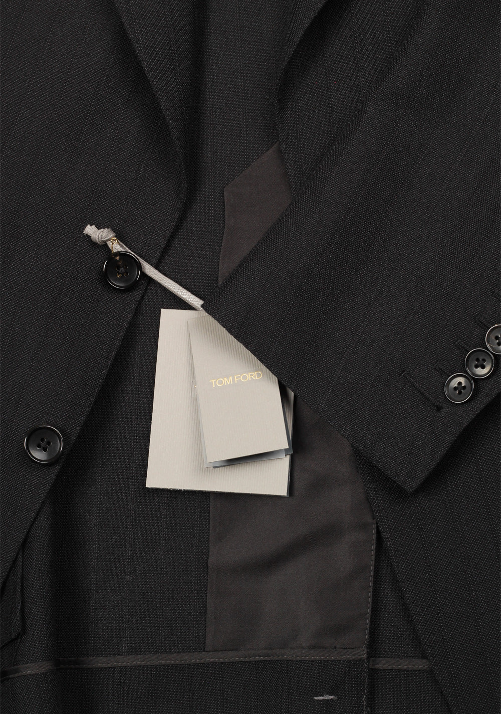 TOM FORD Shelton Black Striped Suit Size 46 / 36R U.S. In Mohair Wool