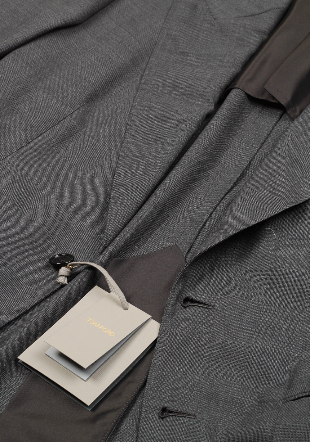 TOM FORD Shelton Gray Checked Suit Size 46 / 36R U.S. In Wool