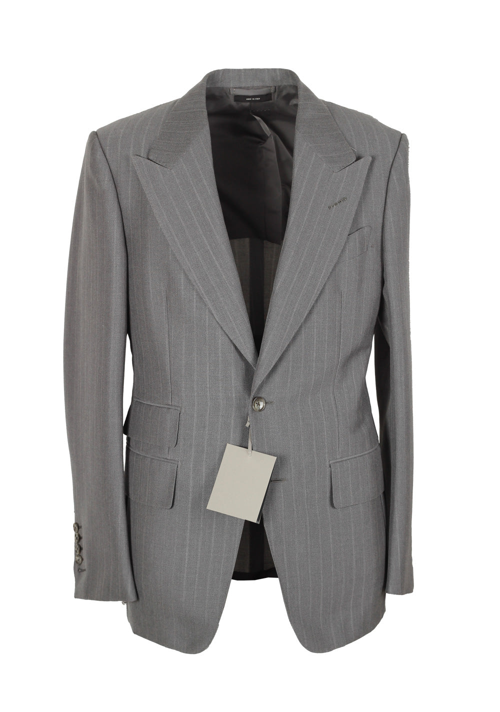 TOM FORD Shelton Striped Gray Suit Size 46 / 36R U.S. In Mohair Wool