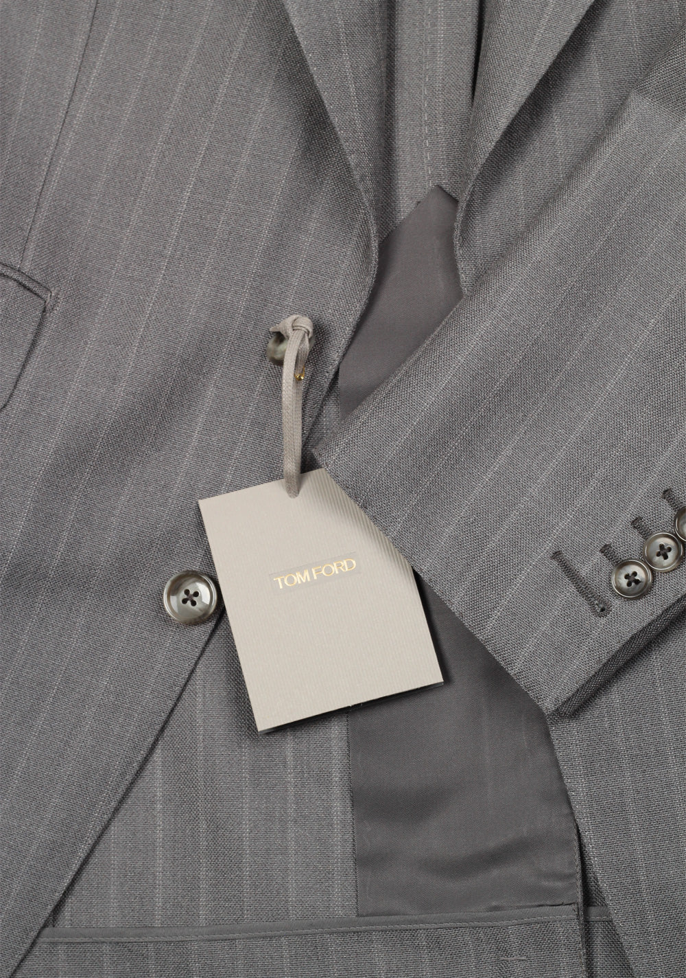 TOM FORD Shelton Striped Gray Suit Size 46 / 36R U.S. In Mohair Wool