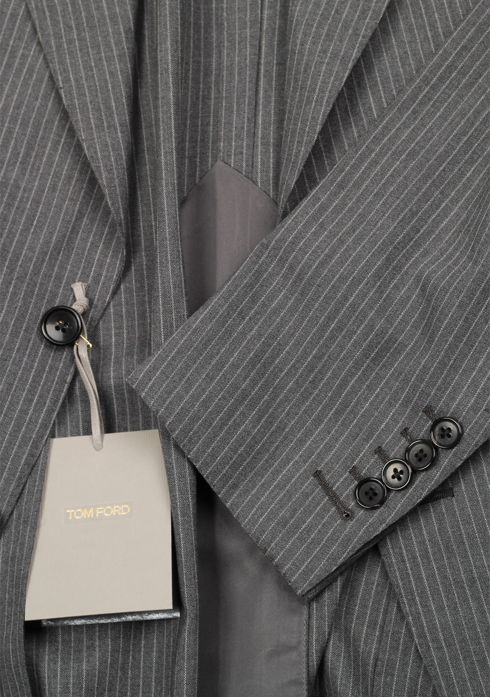 TOM FORD Shelton Striped Gray Suit Size 46 / 36R U.S. In Wool
