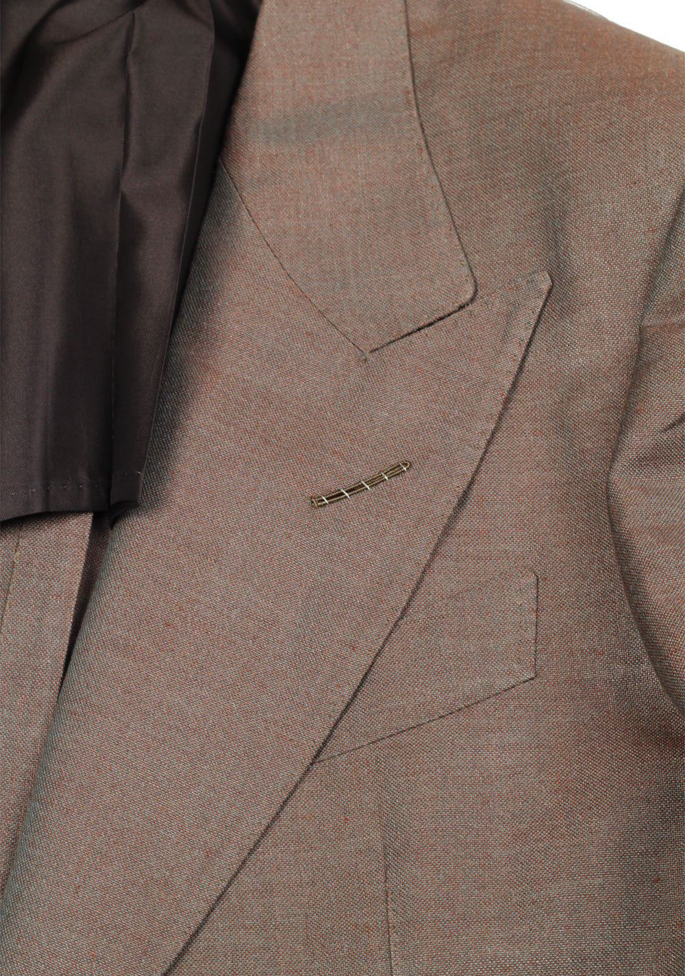 TOM FORD Shelton Grayish Copper Suit Size 46 / 36R U.S. In Silk Linen