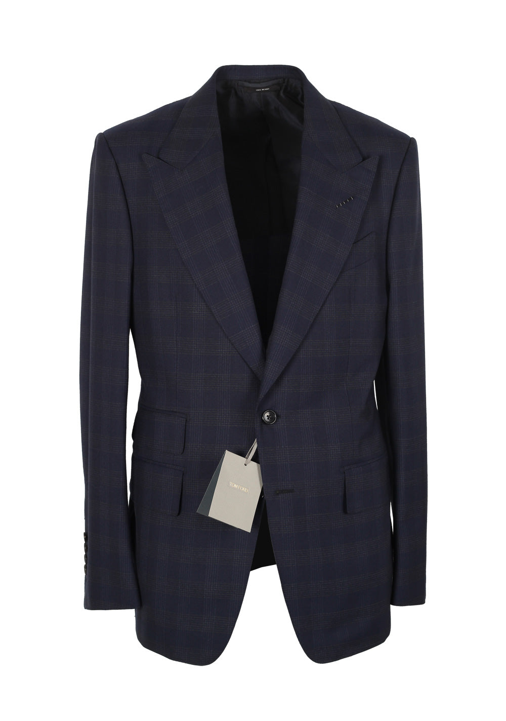 TOM FORD Shelton Checked Blue Suit Size 48 / 38R U.S. In Wool