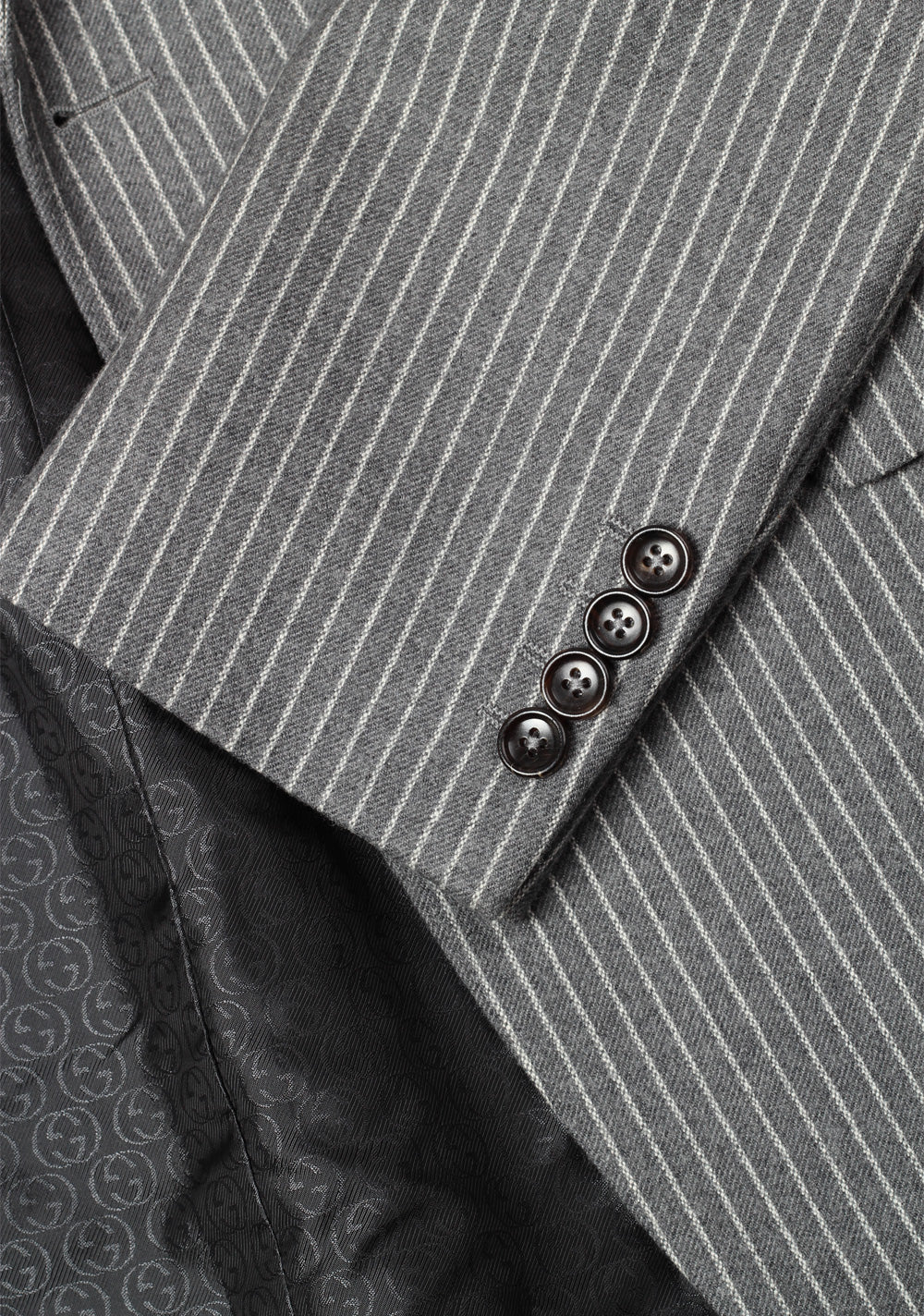 Gucci Gray Flannel Striped Suit Size 52 / 42R U.S. In Wool