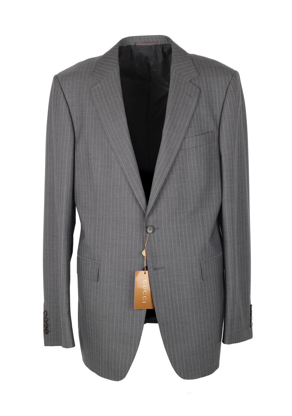 Gucci Gray Flannel Striped Suit Size 52L / 42L U.S. In Wool