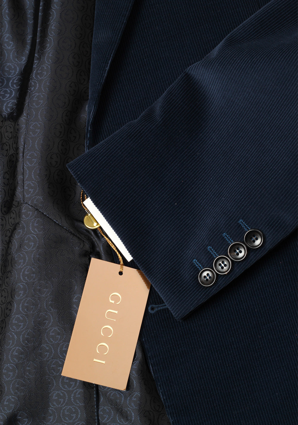 Gucci Blue Corduroy Suit Size 56 / 46R U.S. In Cotton