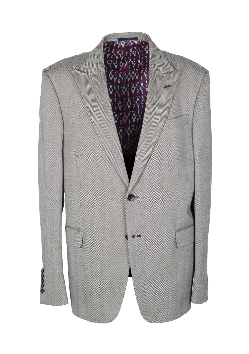 Gucci Gray Herringbone Sport Coat Size 56 / 46R U.S. In Silk Cotton